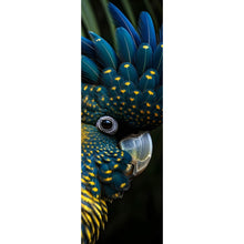 Lade das Bild in den Galerie-Viewer, Aluminiumbild gebürstet Exotischer Papagei mit beeindruckendem Federkleid Panorama Hoch
