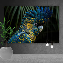 Lade das Bild in den Galerie-Viewer, Aluminiumbild gebürstet Exotischer Papagei mit beeindruckendem Federkleid Querformat