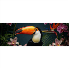 Lade das Bild in den Galerie-Viewer, Poster Exotischer Vogel mit tropischen Pflanzen Panorama