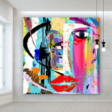 Lade das Bild in den Galerie-Viewer, Spannrahmenbild Face Abstract Art Quadrat