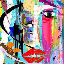 Lade das Bild in den Galerie-Viewer, Leinwandbild Face Abstract Art Quadrat