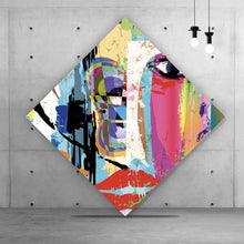 Lade das Bild in den Galerie-Viewer, Aluminiumbild gebürstet Face Abstract Art Raute