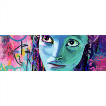 Lade das Bild in den Galerie-Viewer, Acrylglasbild Fantasievolles Porträt in leuchtenden Farben mit Graffiti Elementen Panorama