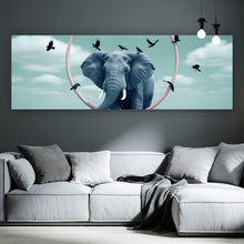 Lade das Bild in den Galerie-Viewer, Aluminiumbild gebürstet Fantastischer Elefant mit surrealen Elementen Panorama