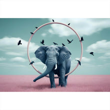 Lade das Bild in den Galerie-Viewer, Aluminiumbild gebürstet Fantastischer Elefant mit surrealen Elementen Querformat