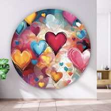 Lade das Bild in den Galerie-Viewer, Aluminiumbild Farbenfrohe Herzen Collage Kreis