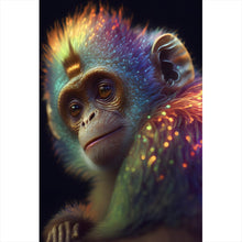 Lade das Bild in den Galerie-Viewer, Spannrahmenbild Farbenfroher Affe mit leuchtendem Fell Hochformat