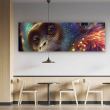 Lade das Bild in den Galerie-Viewer, Aluminiumbild Farbenfroher Affe mit leuchtendem Fell Panorama