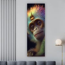 Lade das Bild in den Galerie-Viewer, Leinwandbild Farbenfroher Affe mit leuchtendem Fell Panorama Hoch