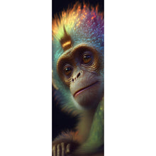 Lade das Bild in den Galerie-Viewer, Aluminiumbild gebürstet Farbenfroher Affe mit leuchtendem Fell Panorama Hoch