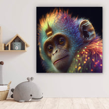 Lade das Bild in den Galerie-Viewer, Leinwandbild Farbenfroher Affe mit leuchtendem Fell Quadrat