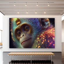 Lade das Bild in den Galerie-Viewer, Leinwandbild Farbenfroher Affe mit leuchtendem Fell Querformat