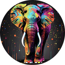 Lade das Bild in den Galerie-Viewer, Aluminiumbild Farbenfroher Elefant Neon Abstrakt Kreis