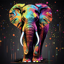 Lade das Bild in den Galerie-Viewer, Poster Farbenfroher Elefant Neon Abstrakt Quadrat