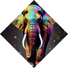 Lade das Bild in den Galerie-Viewer, Aluminiumbild gebürstet Farbenfroher Elefant Neon Abstrakt Raute