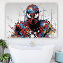 Lade das Bild in den Galerie-Viewer, Poster Farbenfroher Superheld mit Spinne Querformat