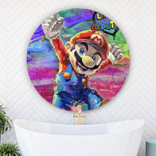 Lade das Bild in den Galerie-Viewer, Aluminiumbild gebürstet Farbenfrohes Mario Kunstwerk Kreis