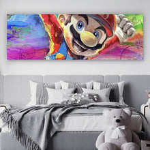 Lade das Bild in den Galerie-Viewer, Leinwandbild Farbenfrohes Mario Kunstwerk Panorama