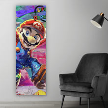 Lade das Bild in den Galerie-Viewer, Leinwandbild Farbenfrohes Mario Kunstwerk Panorama Hoch