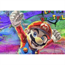 Lade das Bild in den Galerie-Viewer, Spannrahmenbild Farbenfrohes Mario Kunstwerk Querformat