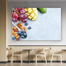 Lade das Bild in den Galerie-Viewer, Aluminiumbild gebürstet Farbenfrohes Obstarrangement Querformat