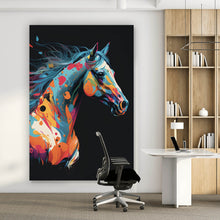 Lade das Bild in den Galerie-Viewer, Acrylglasbild Farbenfrohes Pferd in lebendiger abstrakter Darstellung Hochformat