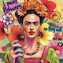 Lade das Bild in den Galerie-Viewer, Aluminiumbild Frida Flowers Pop Art Quadrat