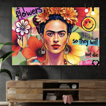 Lade das Bild in den Galerie-Viewer, Acrylglasbild Frida Flowers Pop Art Querformat