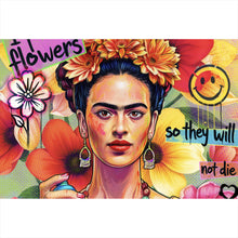 Lade das Bild in den Galerie-Viewer, Leinwandbild Frida Flowers Pop Art Querformat