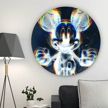 Lade das Bild in den Galerie-Viewer, Aluminiumbild gebürstet Farbige Röntgen Darstellung einer Cartoon Maus Kreis