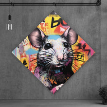 Lade das Bild in den Galerie-Viewer, Aluminiumbild gebürstet Farbiges Graffiti einer Maus Raute