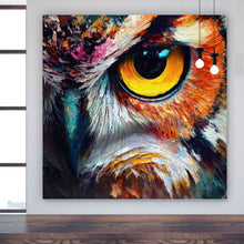 Lade das Bild in den Galerie-Viewer, Poster Faszinierendes buntes Eulen Porträt Quadrat