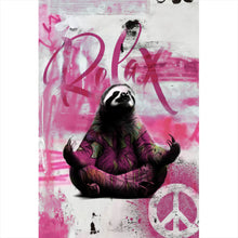 Lade das Bild in den Galerie-Viewer, Aluminiumbild Faultier in einer meditativen Pose Hochformat