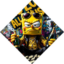 Lade das Bild in den Galerie-Viewer, Poster Figur mit Geld und Flaschen No Luck all Hustle Raute