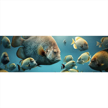 Lade das Bild in den Galerie-Viewer, Acrylglasbild Fischschwarm in einer Unterwasserwelt Panorama