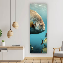 Lade das Bild in den Galerie-Viewer, Leinwandbild Fischschwarm in einer Unterwasserwelt Panorama Hoch