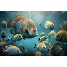 Lade das Bild in den Galerie-Viewer, Poster Fischschwarm in einer Unterwasserwelt Querformat