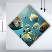 Lade das Bild in den Galerie-Viewer, Spannrahmenbild Fischschwarm in einer Unterwasserwelt Raute