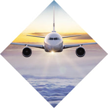 Lade das Bild in den Galerie-Viewer, Acrylglasbild Flugzeug fliegt über den Wolken Raute