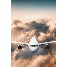 Lade das Bild in den Galerie-Viewer, Poster Flugzeug über beeindruckender Berglandschaft Hochformat