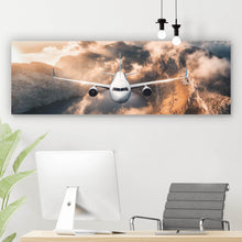 Lade das Bild in den Galerie-Viewer, Leinwandbild Flugzeug über beeindruckender Berglandschaft Panorama