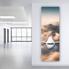 Lade das Bild in den Galerie-Viewer, Aluminiumbild Flugzeug über beeindruckender Berglandschaft Panorama Hoch