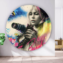 Lade das Bild in den Galerie-Viewer, Aluminiumbild Französische Film Ikone im Graffiti Stil Kreis