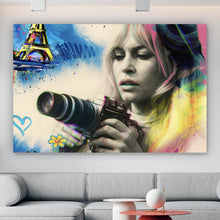 Lade das Bild in den Galerie-Viewer, Leinwandbild Französische Film Ikone im Graffiti Stil Querformat