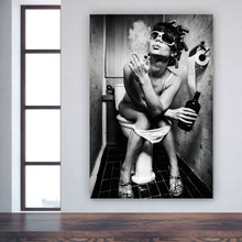 Lade das Bild in den Galerie-Viewer, Acrylglasbild Frau auf Toilette No.2 Hochformat