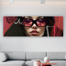 Lade das Bild in den Galerie-Viewer, Acrylglasbild Frau mit Herzen und Schmetterlingen Panorama