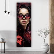Lade das Bild in den Galerie-Viewer, Acrylglasbild Frau mit Herzen und Schmetterlingen Panorama Hoch