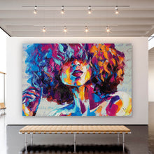 Lade das Bild in den Galerie-Viewer, Spannrahmenbild Frau mit Locken Abstrakt Querformat