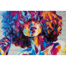 Lade das Bild in den Galerie-Viewer, Aluminiumbild Frau mit Locken Abstrakt Querformat