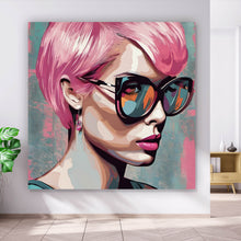 Lade das Bild in den Galerie-Viewer, Poster Frau mit pinken Haaren Quadrat